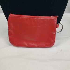 Vintage ST. THOMAS Red Leather Coin Pouch